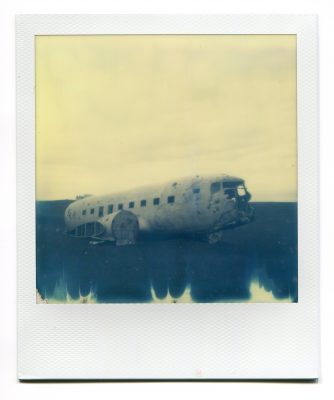 DC3 Plane Wreck, Iceland, Polaroid by Florent Dudognon