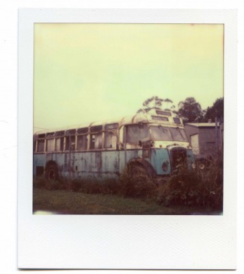 Bus wreck, Australia. Polaroid by Florent Dudognon