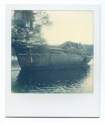 Boat wreck, Scotland, Polaroid by Florent Dudognon