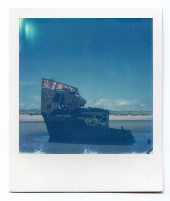 Boat wreck, Ireland, Polaroid by Florent Dudognon