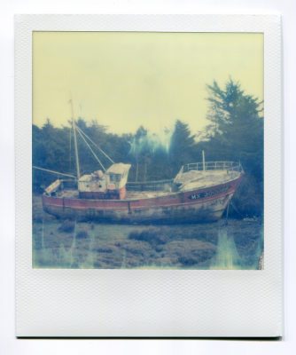 Boat wreck, France, Polaroid by Florent Dudognon