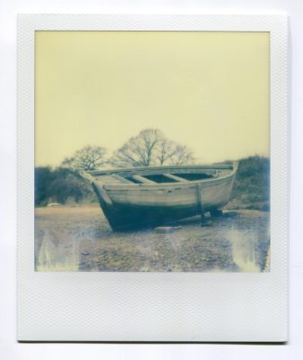 Boat wreck, France, Polaroid by Florent Dudognon